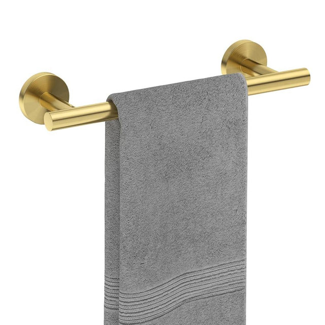 USHOWER Brushed Gold Hand Towel Bar, 9-Inch Towel Racks for Bathroom Wall-Mounted, SUS304 Stainless Steel Towel Rod (Total Length 11-Inch)