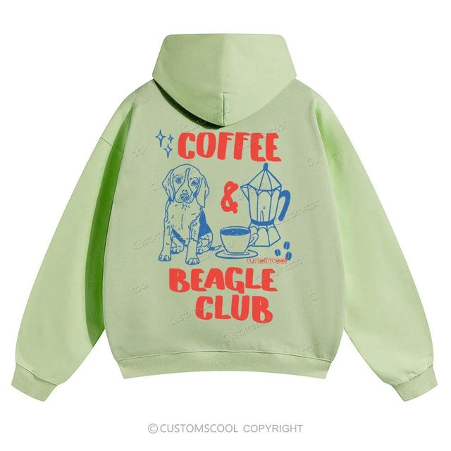 Coffee Beagle Club Solid Color Hoodie - Green - XL