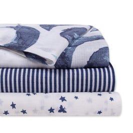 Hello Moon! Organic Cotton Woven Muslin Baby Swaddle Blankets 3 Pack