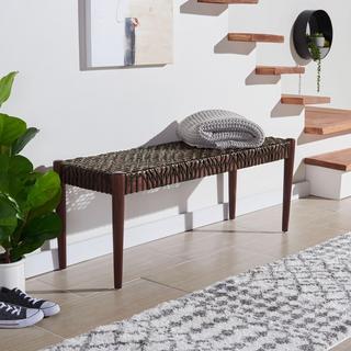 Bandelier Leather Weave Bench