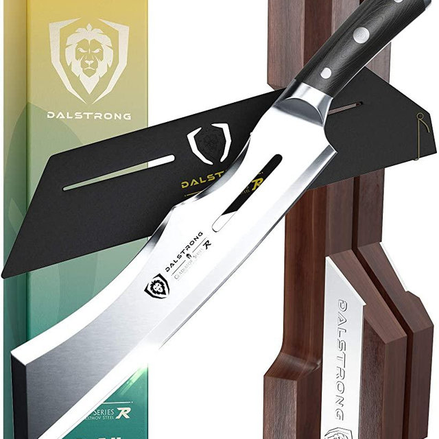 DALSTRONG Heavy Duty Butcher Breaking Knife - 14" Cleaver - Gladiator Series R - The 'Annihilator' - 7CR17MOV High Carbon Steel - G10 Handle - w/ Stand & Sheath - NSF Certified
