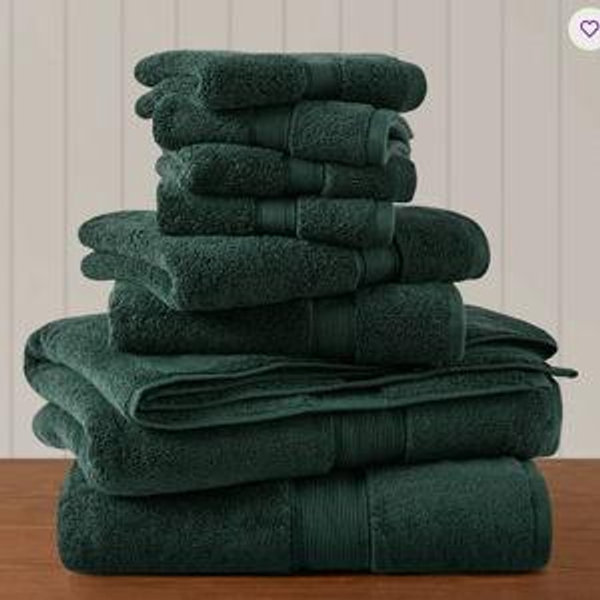 800GSM Ultra-Soft 100% Cotton Absorbent Towel Set - Dark Green