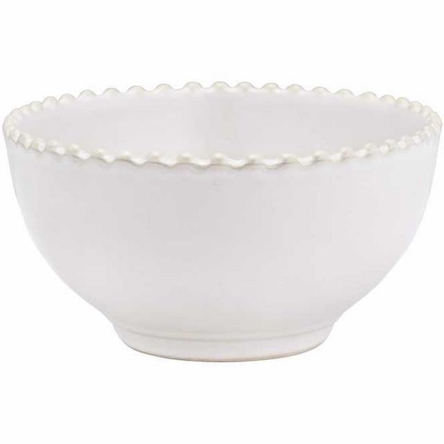 Avignon White Cereal Bowls with Pearl Trim (Set of 4)