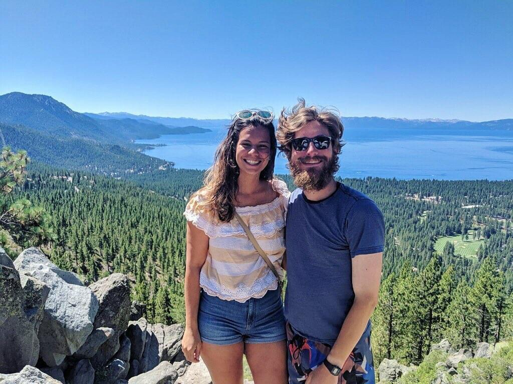 Visiting Phil on his thru-hike of the Pacific Crest Trail, 2019. That's Lake Tahoe in the background. Look at that beard!!!