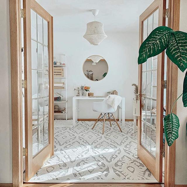 Orian Rugs Boucle Collection 398793 Indoor/Outdoor High-Low Salvador Area Rug, 5'2" x 7'6", Natural Ivory/Grey