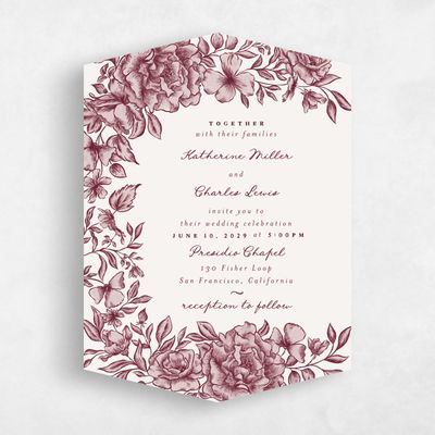 Red Diamond Wedding Invitation - Sogno Portrait