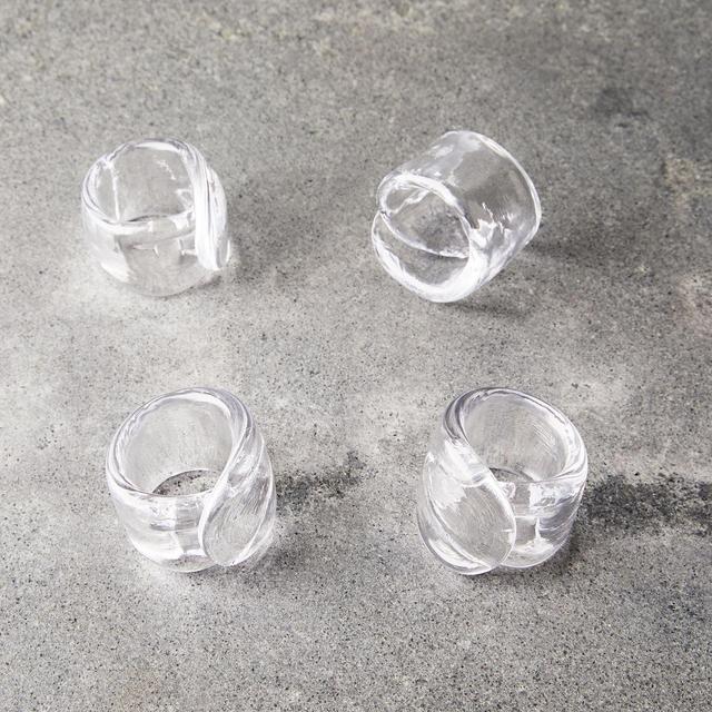 Simon Pearce Handblown Glass Napkin Rings (Set of 4)