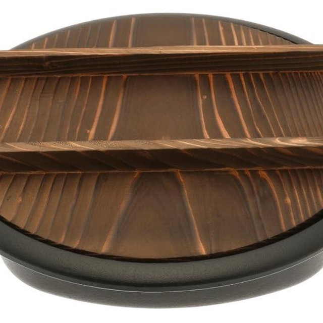 Iwachu Cast Iron Gyoza Pan with Wooden Lid, Large, Black