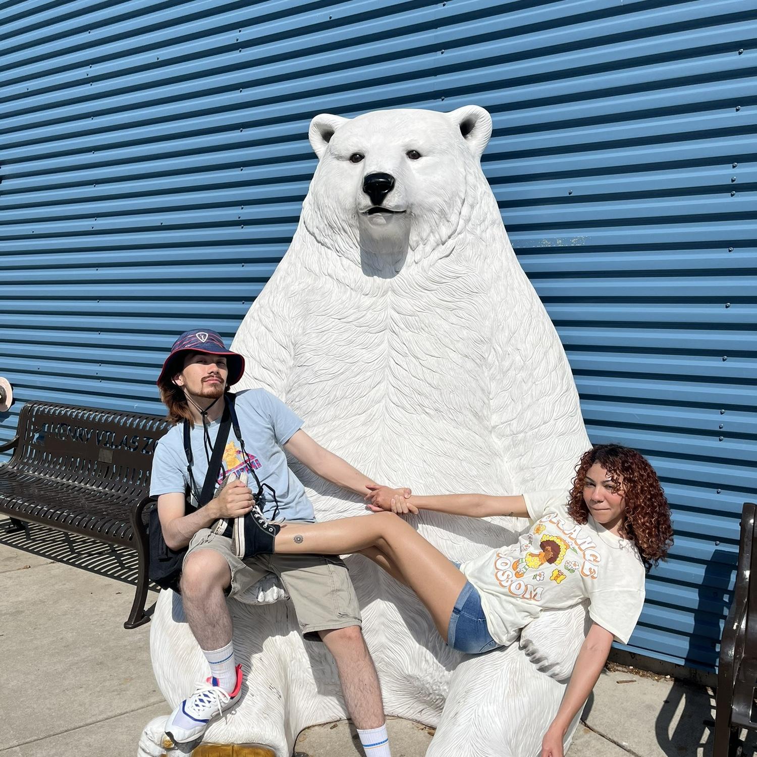 Our first picture with the zoo polar bear
