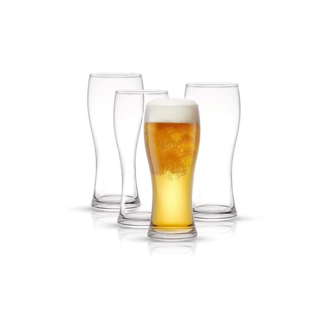 JoyJolt Callen Beer Glasses - Set of 4 - Pint Glass Capacity Pilsner Beer Glass - 15.5oz