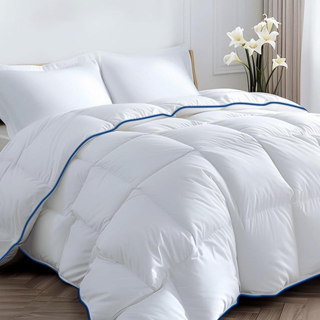 Ankwos Lightweight White Down Alternative Comforter Soft, Fluffy, and Cozy All Season Bedding, Machine Washable, Hypoallergenic Duvet Insert Oeko-TEX Certified (Queen, 90 x 90 inches)