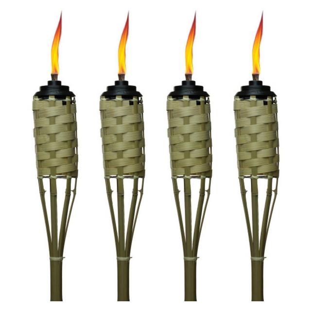 57'' 4pk Convertible Weather Resistant Coated Torch Bamboo Classic Weave - Brown - TIKI