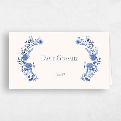 Navy, Blue Wedding Place Card - Merryton