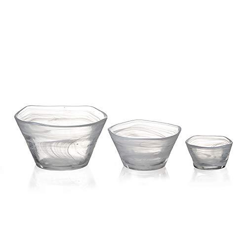 VIVA Wavy Glass Serving Bowl Set, Nuuk 3 Piece Prep Bowls