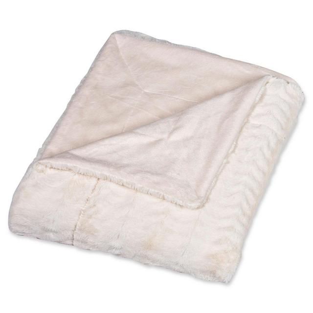 Embossed Faux Mink Full/Queen Blanket in Cream