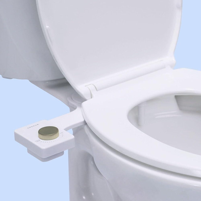 New TUSHY Fresh Bidet: Ultra Slim Toilet Seat Attachment (Non-Electric Self-Cleaning Hygienic Nozzle) Easy DIY Install <10 Min | Adjustable Water Pressure Control - Champagne