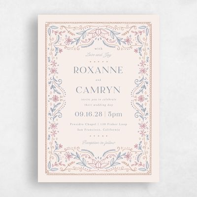 Linen, Beige Wedding Invitation - Maglorie Portrait