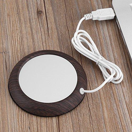 USB Cup Warmer Heat Beverage Mug Mat Office Tea Coffee Heater Pad Mug Warmer Coffee Cup Warmer, Coffee Mug Warmer for Desk & Home & Office(Dark Wooden Grain)
