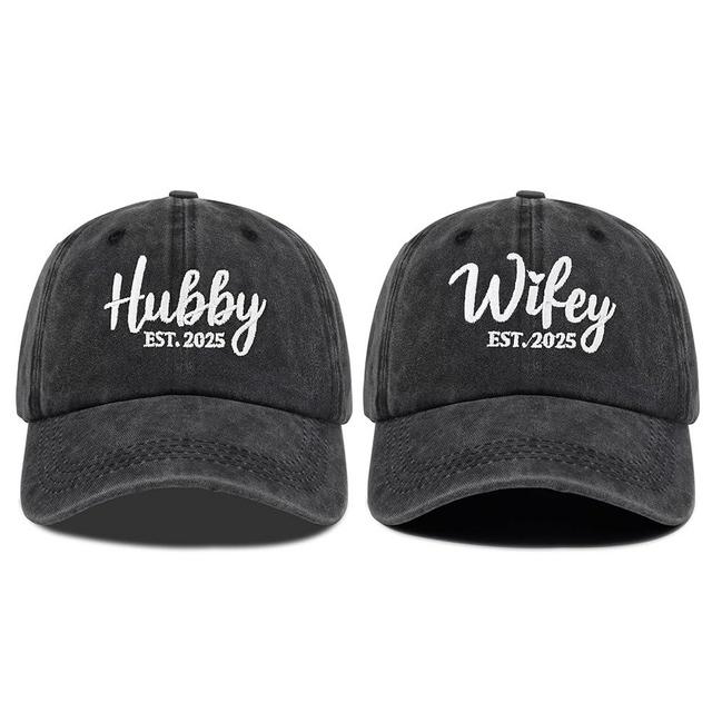 Hubby and Wifey Hats for Mr and Mrs, Engagement Anniversary Honeymoon Wedding Gifts Newlyweds Couples Baseball Cap