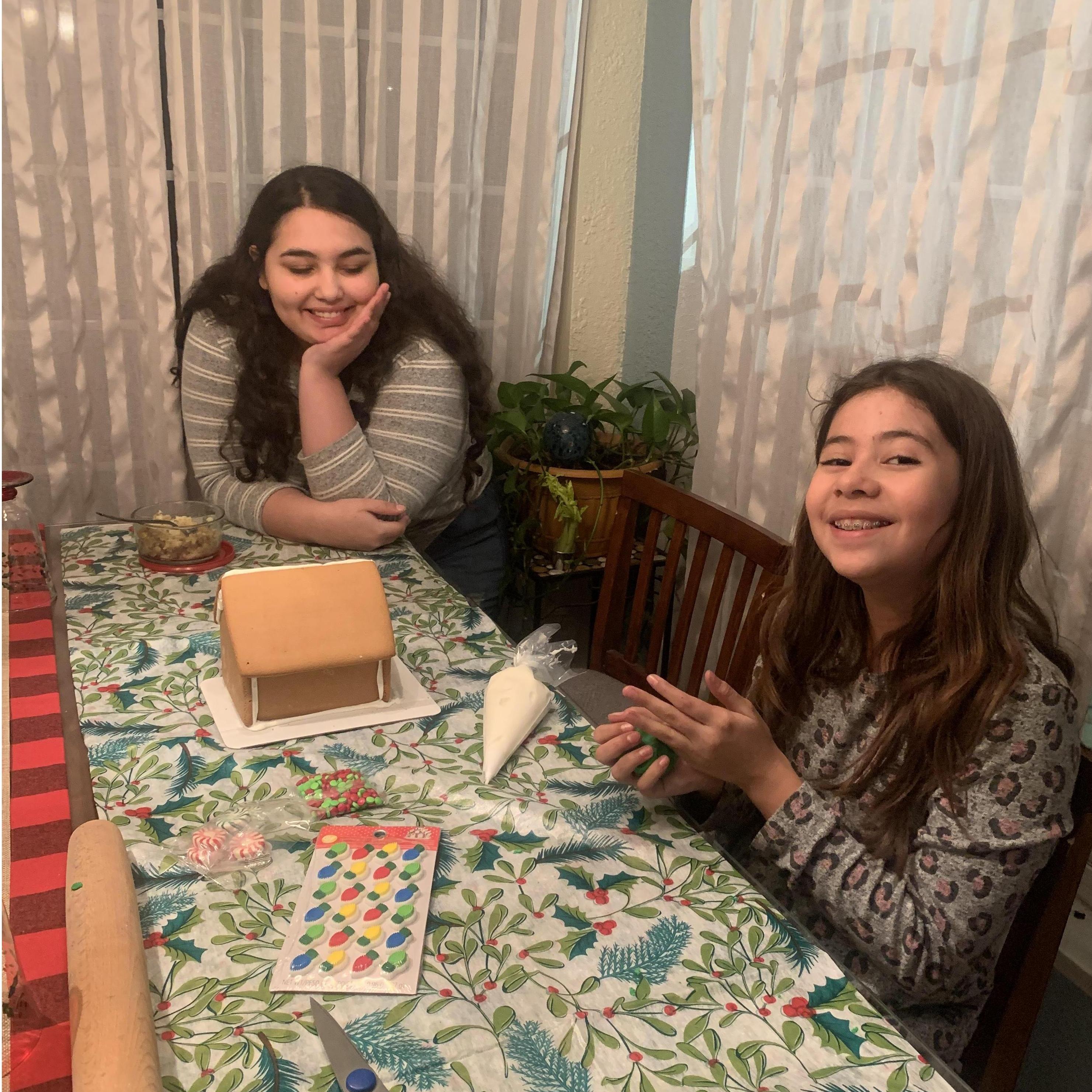 Making gingerbread houses.