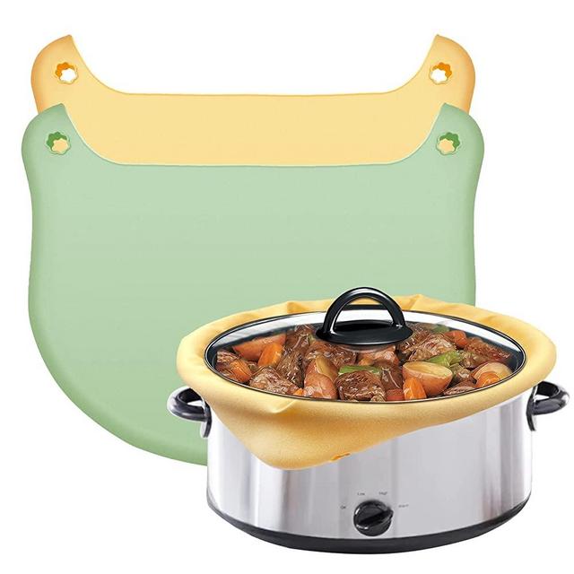 2 Pack Slow Cooker Liners - Reusable Crock Pot Liner Leakproof & Easy Clean Silicone Divider Fit 6-8 Quarts Slow Cooker Oval or Round Pot