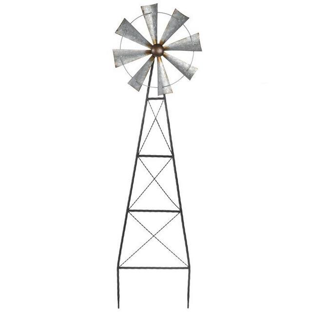 Windmill Galvanized Metal Garden Stake