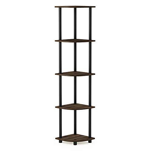 Furinno Turn-N-Tube 5 Tier Corner Display Rack Multipurpose Shelving Unit, Columbia Walnut/Black