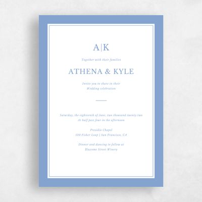 Dusty Blue Wedding Invitation - Weyers Frame Letterpress