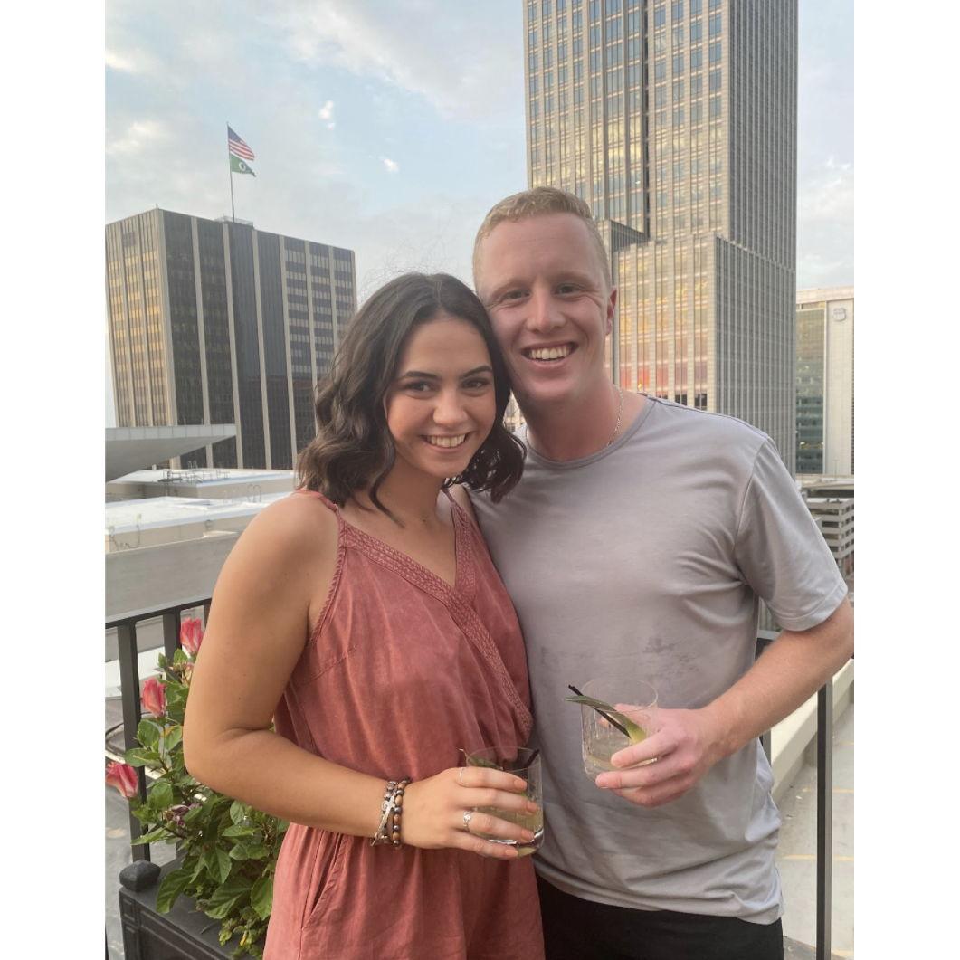 One of our first dates on a rooftop bar in downtown Omaha! 