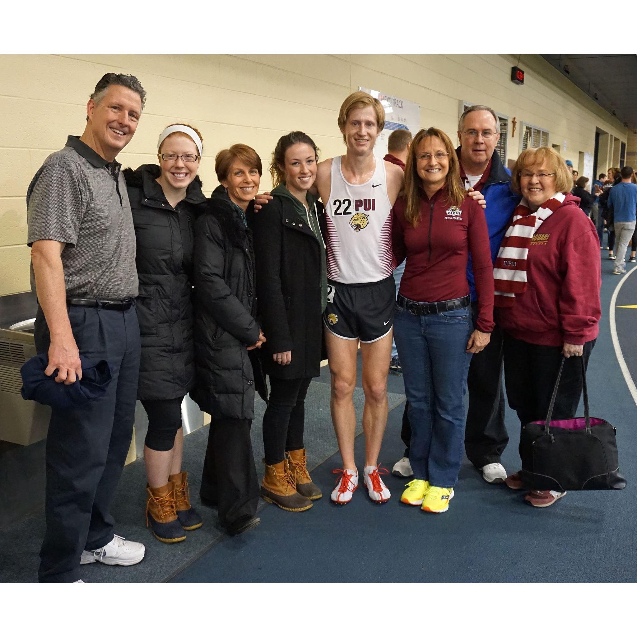 The Kanes first track meet - probably number 270 for the Zielinski crew. In case you don't know, Joey is a three time conference champion in Indoor track:)