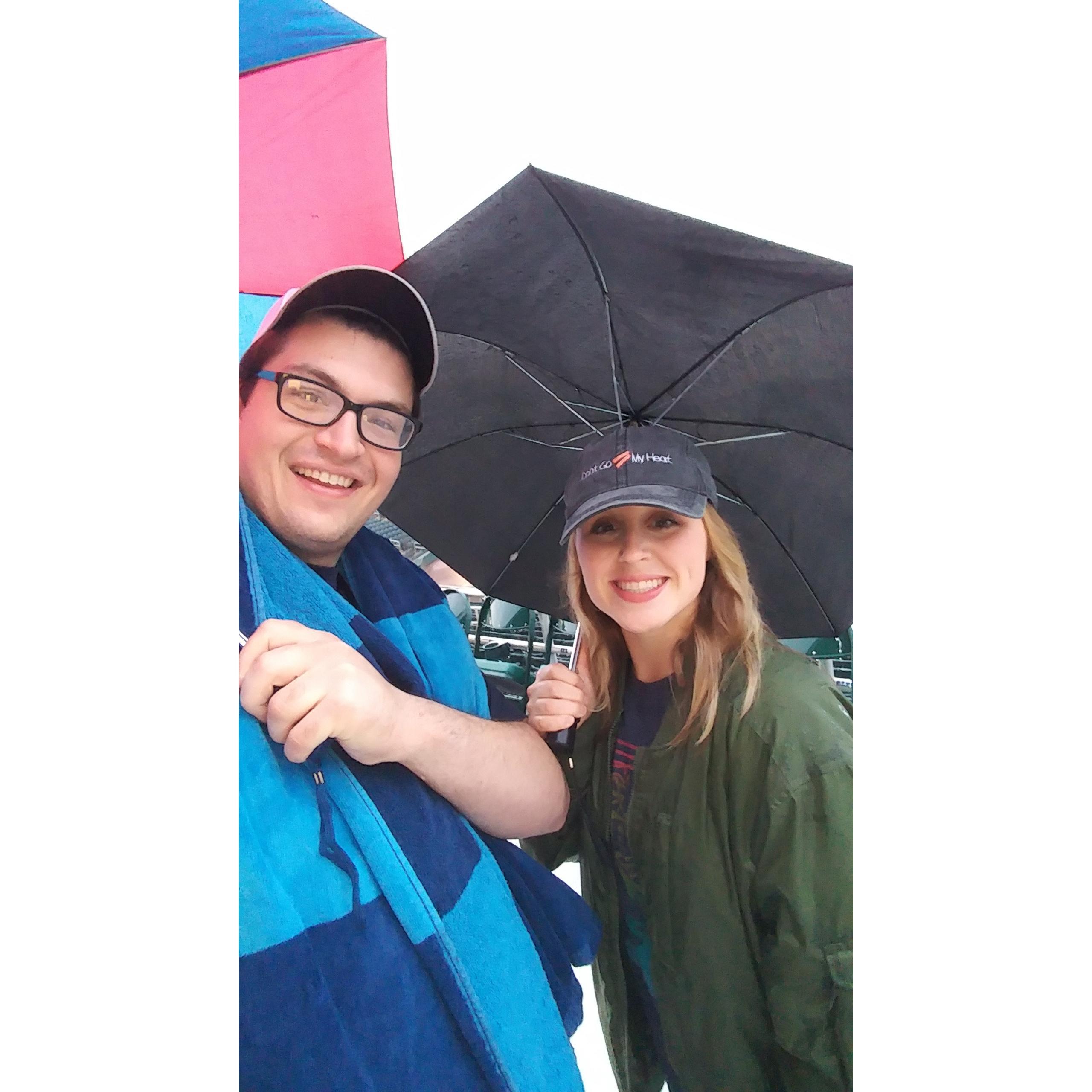 At a rained-out baseball game!
