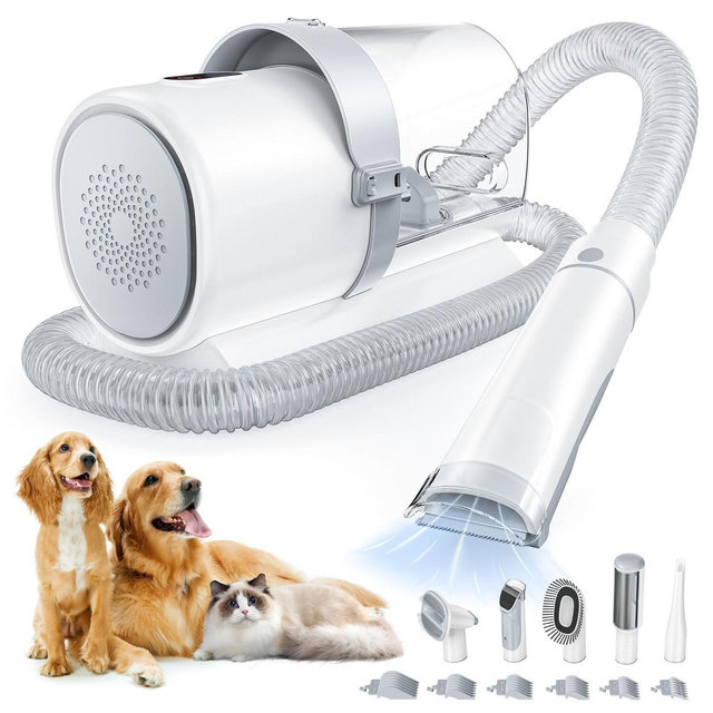 Sweetcrispy 5-in-1 Dog/Cat Grooming Kit: 2.5L Pet Hair Vacuum & Electric Clippers