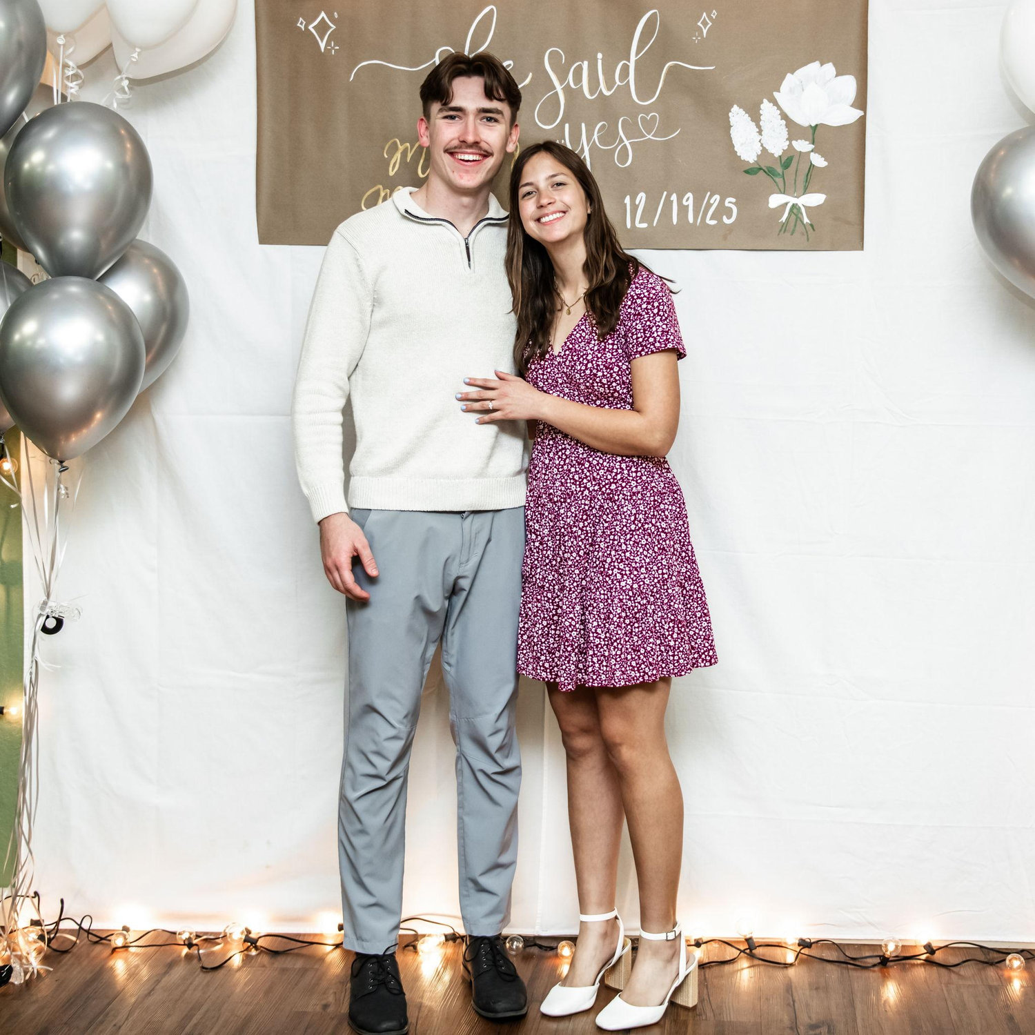 This was at our engagement party! So many sweet friends and family joined us!!