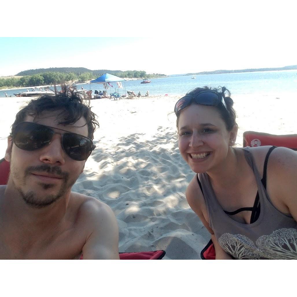 Enjoying the sand at Sandy Beach in Glendo, Wyoming back in 2017.