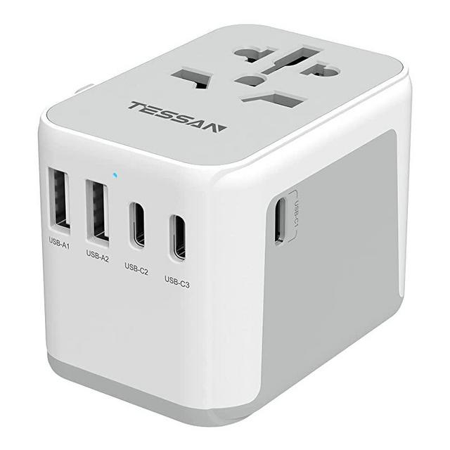 Universal Travel Adapter, TESSAN International Plug Adapter 5.6A, 3 USB C and 2 USB Ports, Travel Worldwide Power Adaptor, All-in-one Wall Charger Outlet Converter for Europe UK EU AUS (Type C/G/A/I)