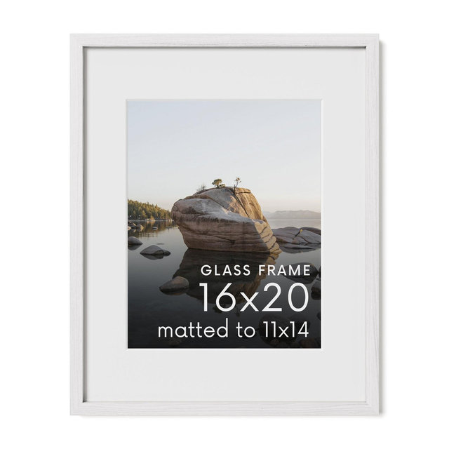 Haus and Hues Oak Picture Frame with Glass, White, 16x20