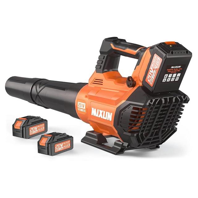 Cordless Leaf Blower - 580CFM/160MPH Electric Blower with 2 x 4.0Ah Batteries, Charger, Shoulder Strap, and 3 Speed Settings, Ideal for Lawn, Yard, Sidewalk, and Garage Cleaning (Orange)