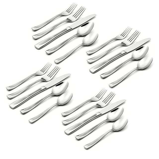 Oneida Satin Lincoln 45 Piece Everyday Flatware Set, Service for 8 , 18/0 Stainless Steel, Silverware Set, Dishwasher Safe