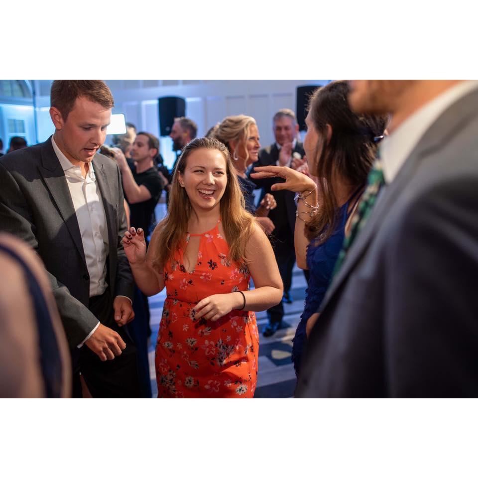 Tim showing off his dance moves at Breanne and Rob's wedding 2018