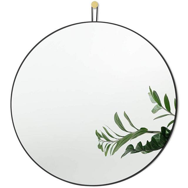 Harmati Round Mirror Circle Black - Circular Mirror 20 Inch Metal Framed Wall Mounted, Hanging Round Wall Mirror Modern Decorative for Bathroom, Living Room, Bedroom , Entryway