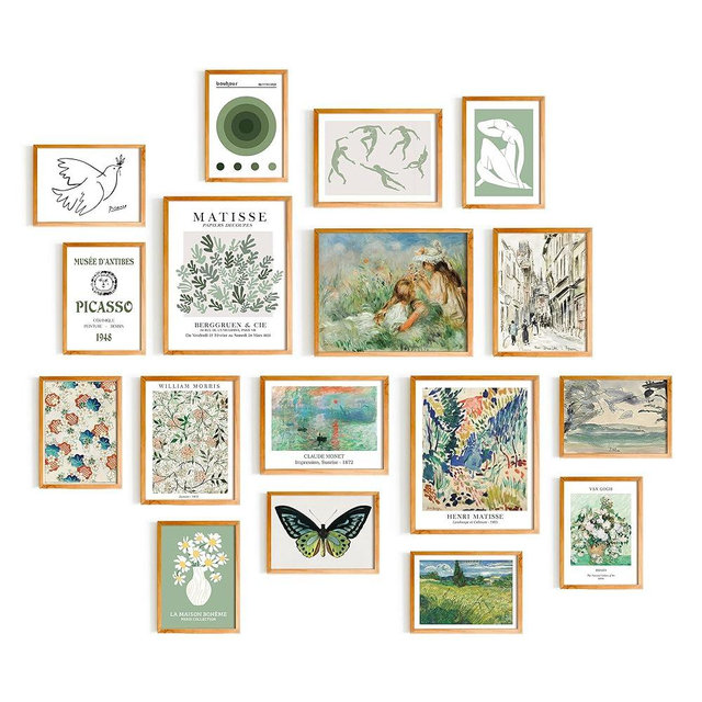 365DoRoTeYa Sage Green Matisse Wall Art Prints Colorful Wall Prints for Home Decor Bedroom Aesthetic wall decor Abstract Posters Set Preppy Boho Farmhouse Style Eclectic Decor for Teen Dorm Bathroom Decor 17 PCS (Unframed)