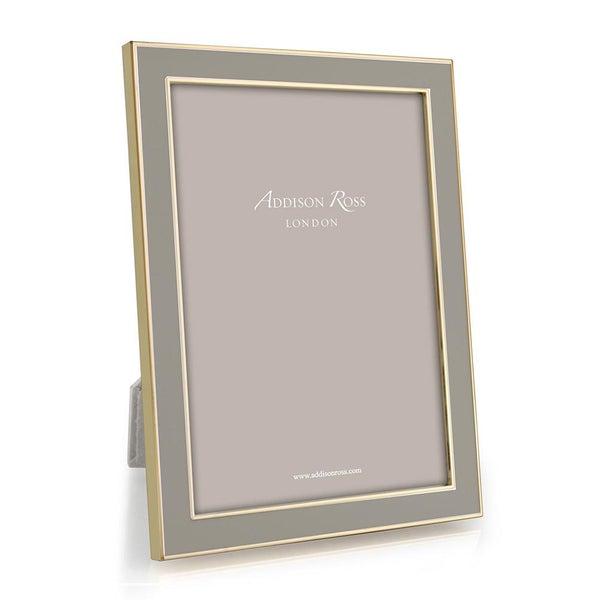 Gold Trim Taupe Enamel Picture Frame - 8x10