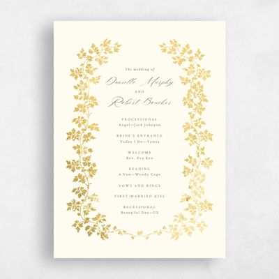 Light Butter, Yellow Wedding Program - Edera Foil