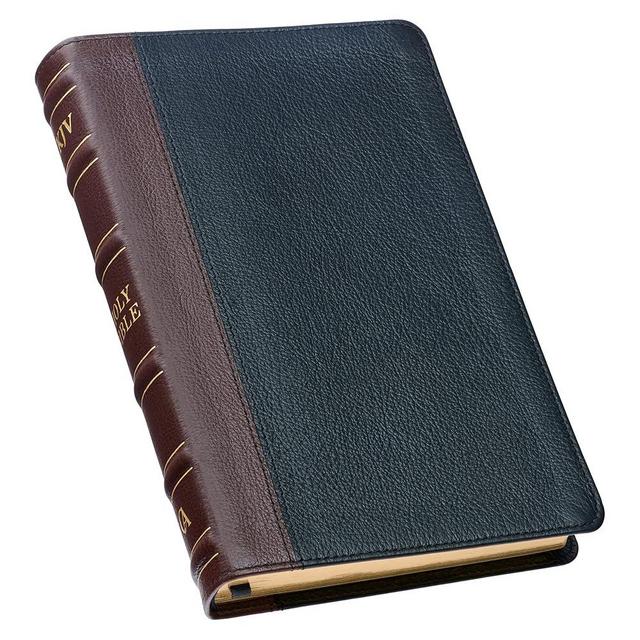 KJV Holy Bible, Standard Size Premium Full Grain Leather Red Letter Edition - Thumb Index & Ribbon Marker, King James Version, Black/Brown (KJV Deluxe Gift Editions)