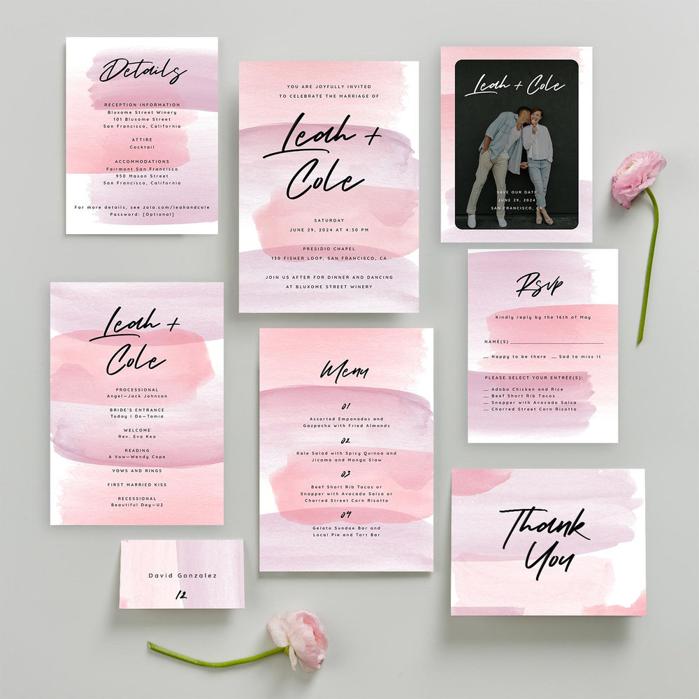 Bailey Classic | Soft Rose | Zola Wedding Invitations
