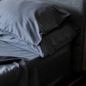 Color- SLATE QUEEN SIZE - Sateen Organic Cotton Sheet Set + Pillowcases