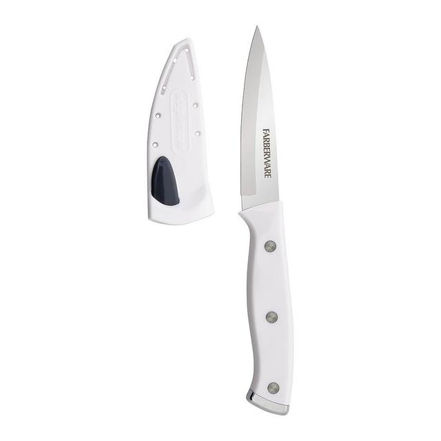 Farberware Edgekeeper Triple Riveted Paring Self-Sharpening Blade Cover, High Carbon-Stainless Steel Kitchen Ergonomic Handle, Razor-Sharp Knife, 3.5 Inch, White