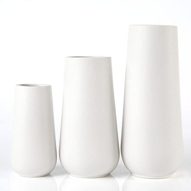 YGEOMER 3pcs Ceramic Vase Set Pampas Grass White Vase Flowers Vase for Home Decor Bedroom Living Room Office Desk Centerpieces