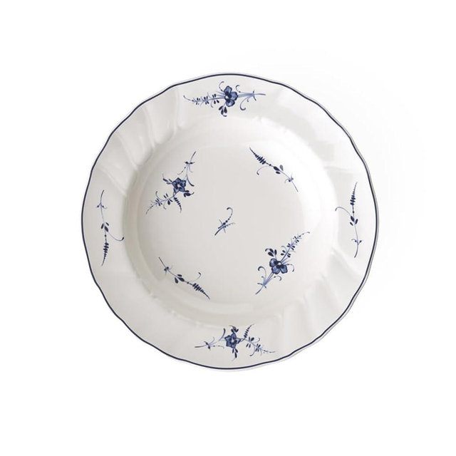 Villeroy & Boch Vieux Luxembourg Rim Soup, 9 in, Premium Porcelain, White/Blue