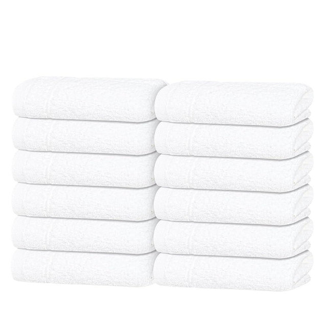 Tens Towels Pack of 12 Washcloths, 12 x 12 Inches, Lighter Weight, Quick to Dry, Super Soft & Absorbent, Gentle Face Towels, Hotel Quality, Perfect for Bathroom, Gym, Spa (White, 12 Pack)